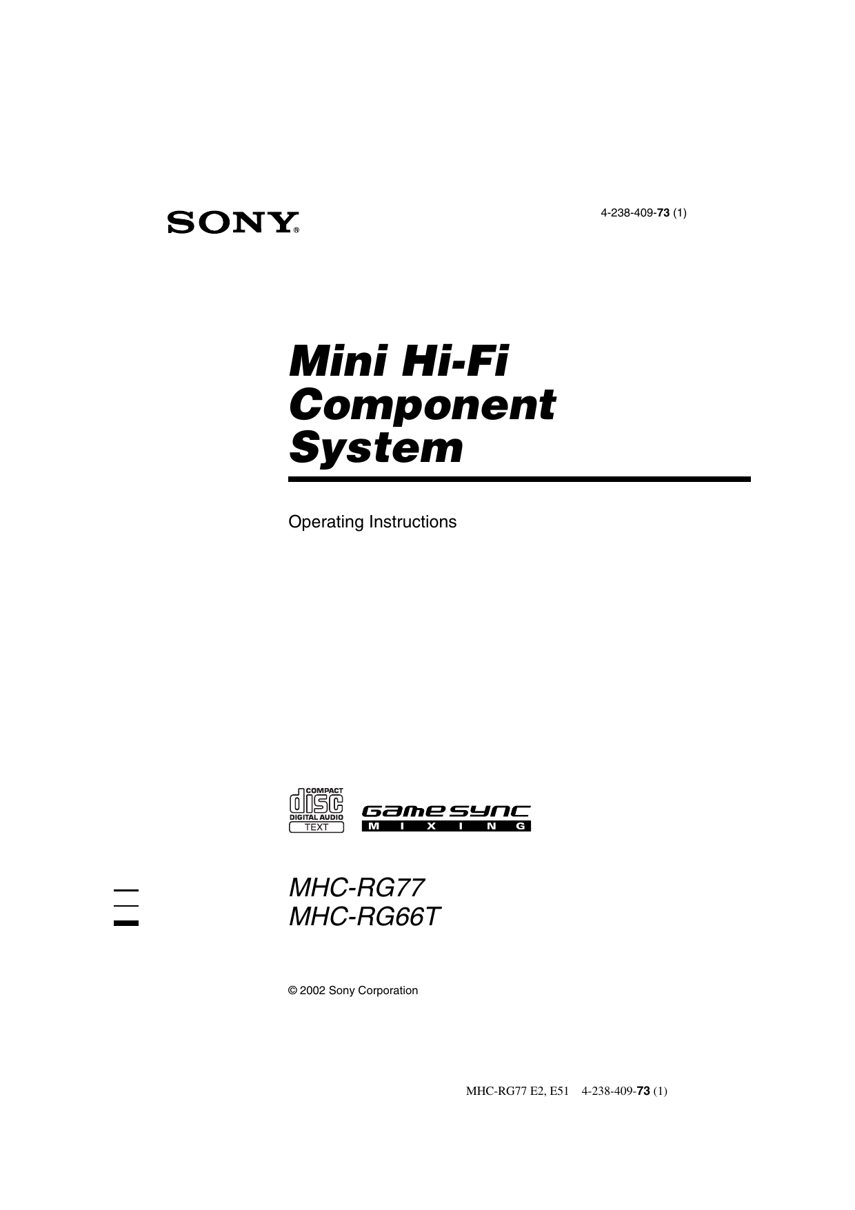 Sony MHC-RG77 User Manual | Manualzz