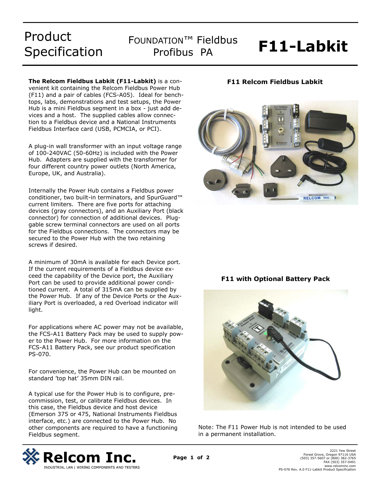 Ps 076 Va 0 F11 Labkit Product Specification Pub Manualzz
