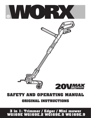 Worx WG169E 20V CORDLESS GRASS TRIMMER Instruction manual Manualzz