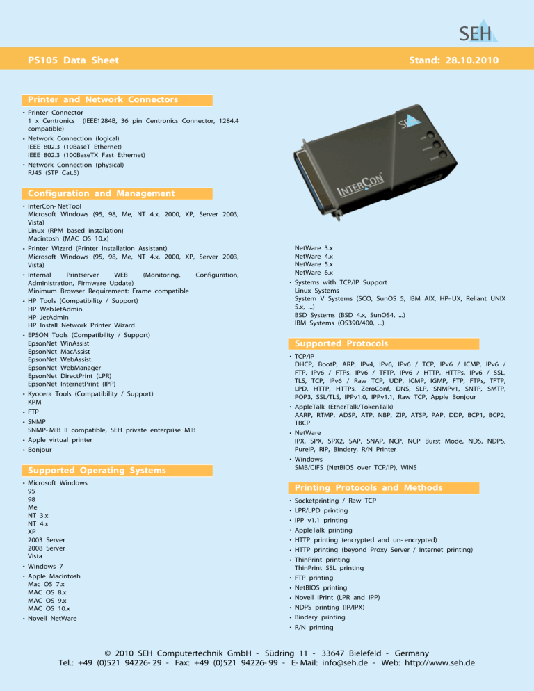 Ps105 Data Sheet Stand 28 10 10 Barcode It Manualzz