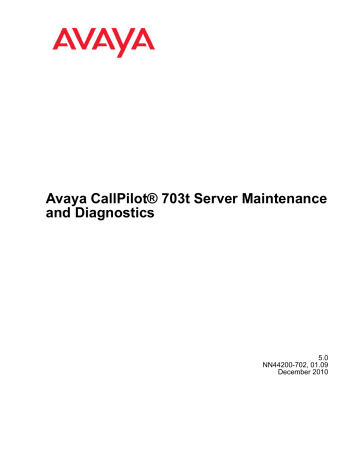 Avaya Callpilot® 703t Server Maintenance And 