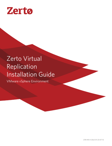 Zerto Virtual Replication Installation Guide VMware vSphere | Manualzz