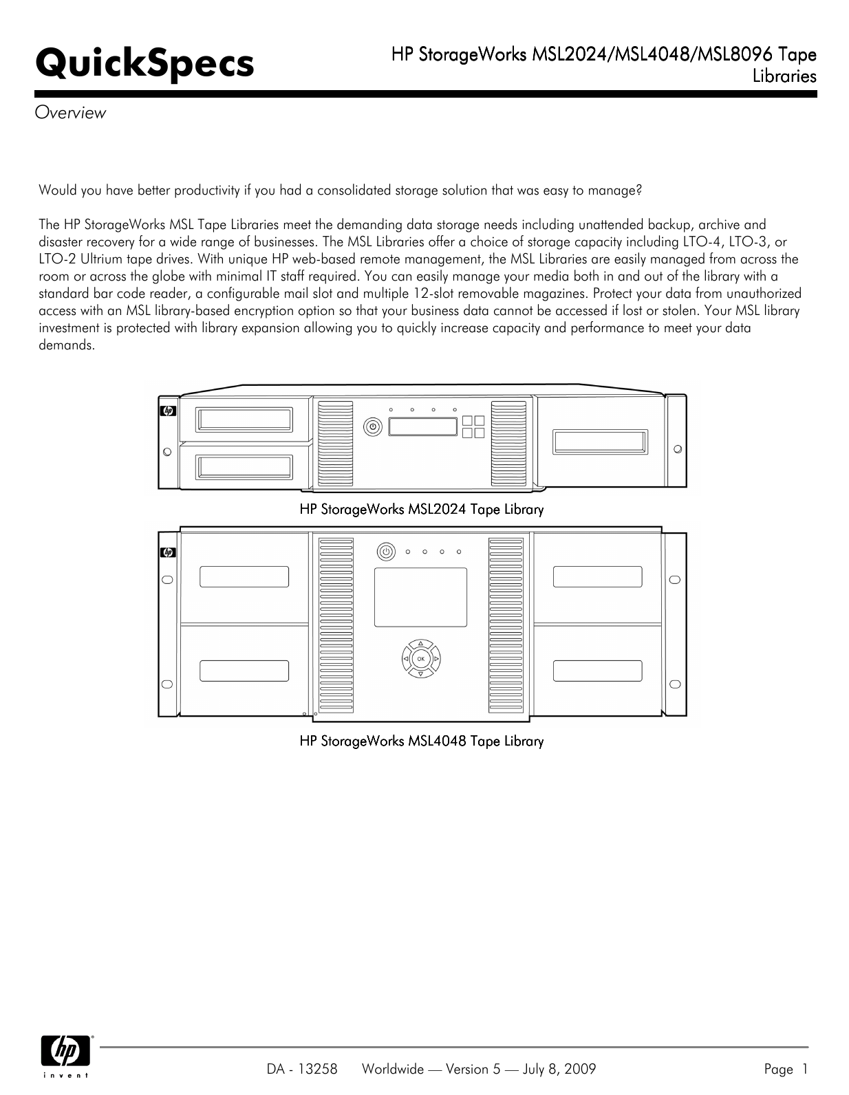 HP StorageWorks MSL2024/MSL4048/MSL8096 Tape Libraries Manualzz