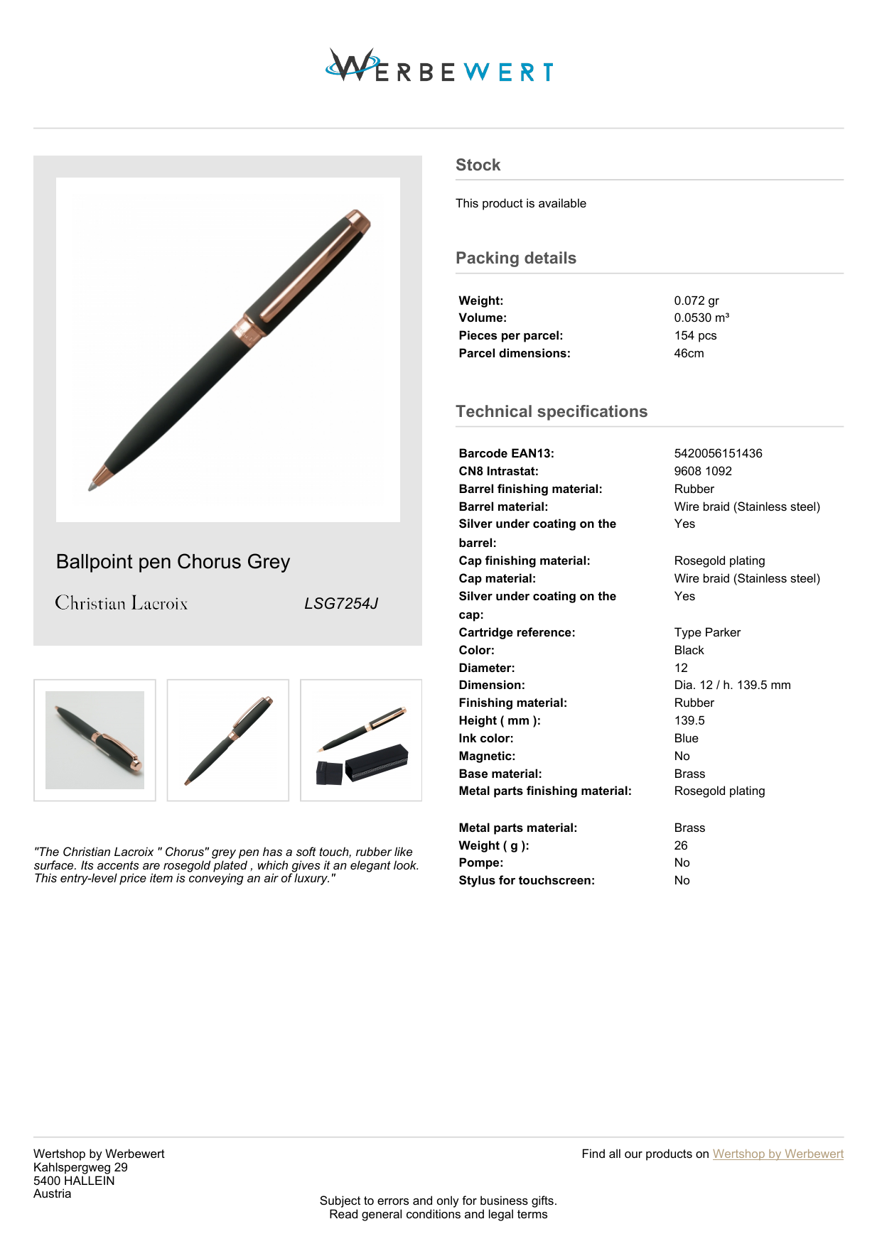 ballpoint pen dimensions