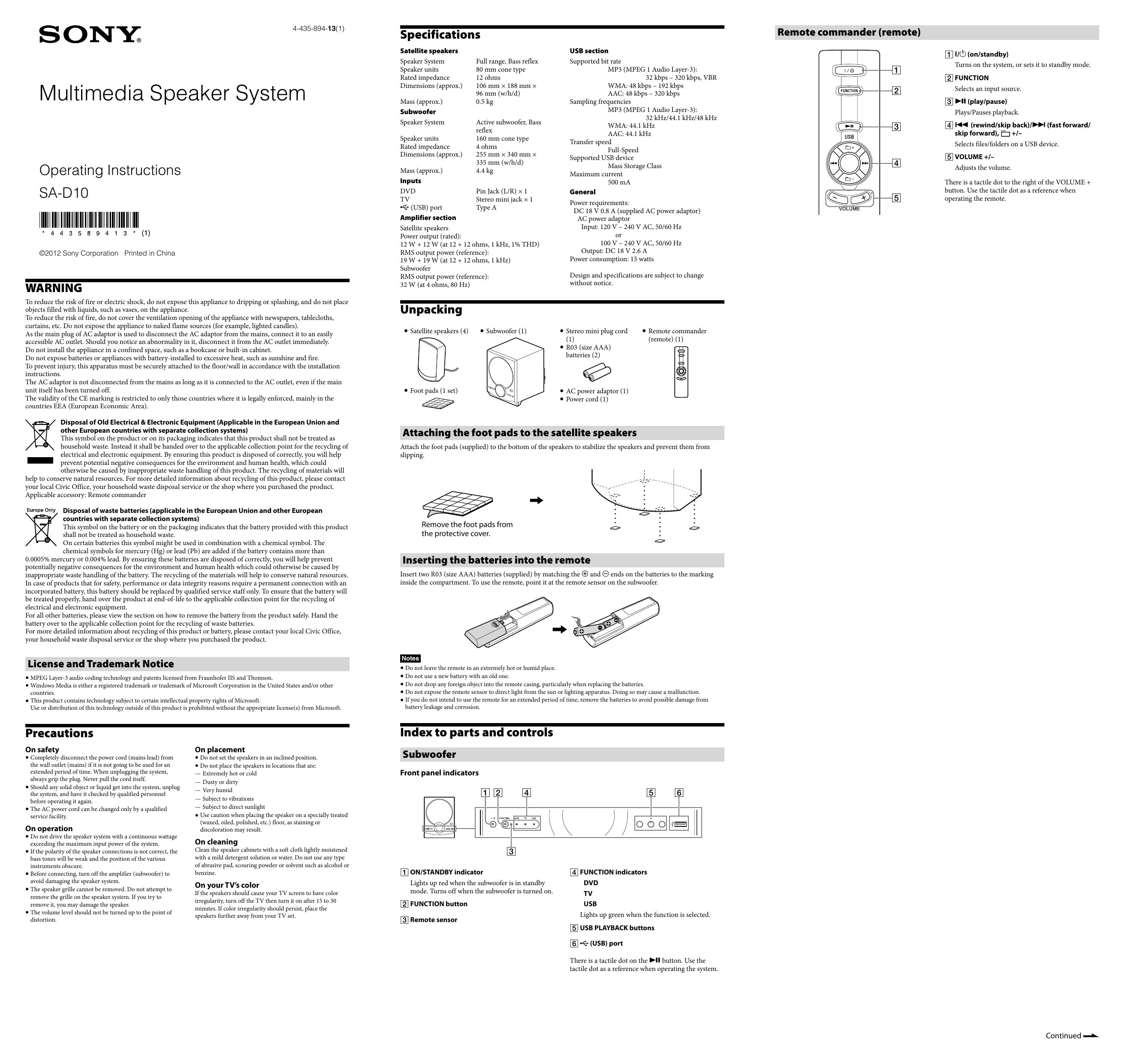 sony sa d10 home theater