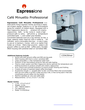 Minuetto espresso machine manual