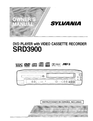 Sylvania SRD3900 DVD/VCR Owner's Manual | Manualzz