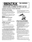 Gentex 700 Series Installation Instructions - Owner's Information