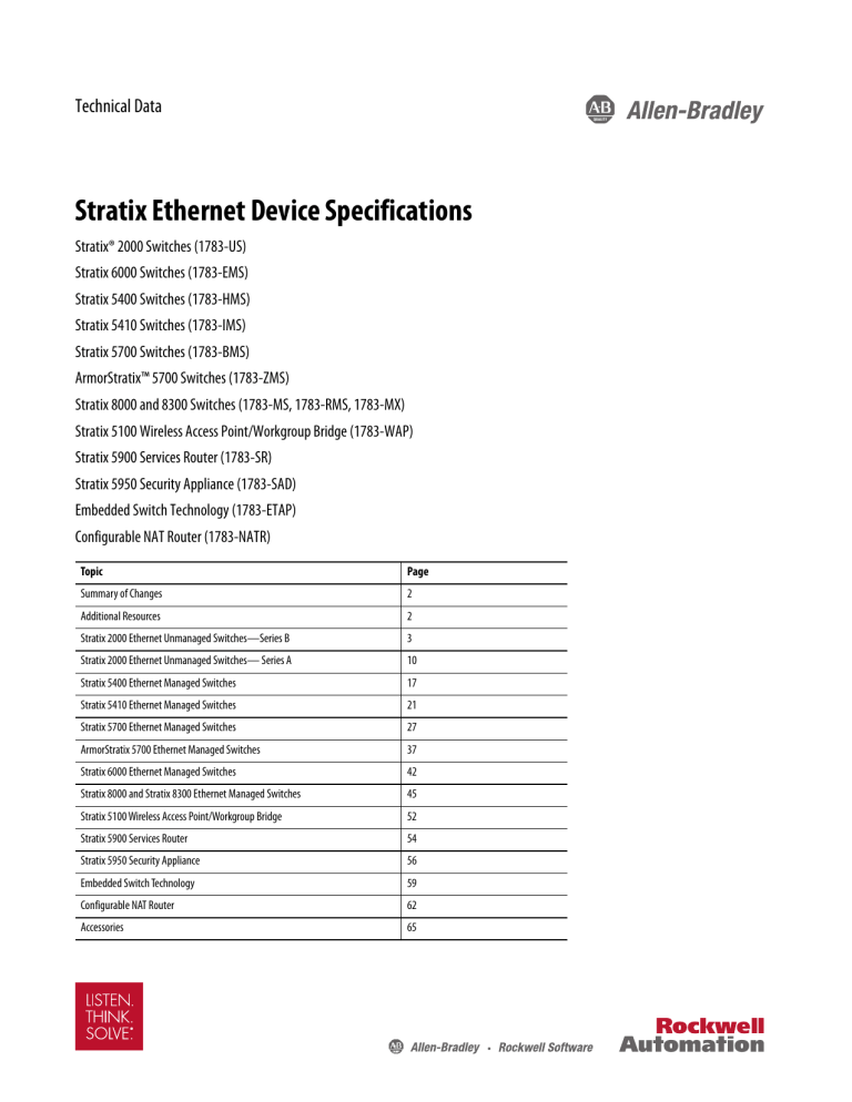 Stratix Ethernet Device Specifications Technical Data, 1783 | Manualzz