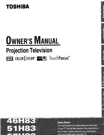 Toshiba 51H83 Color Television Owner's Manual | Manualzz