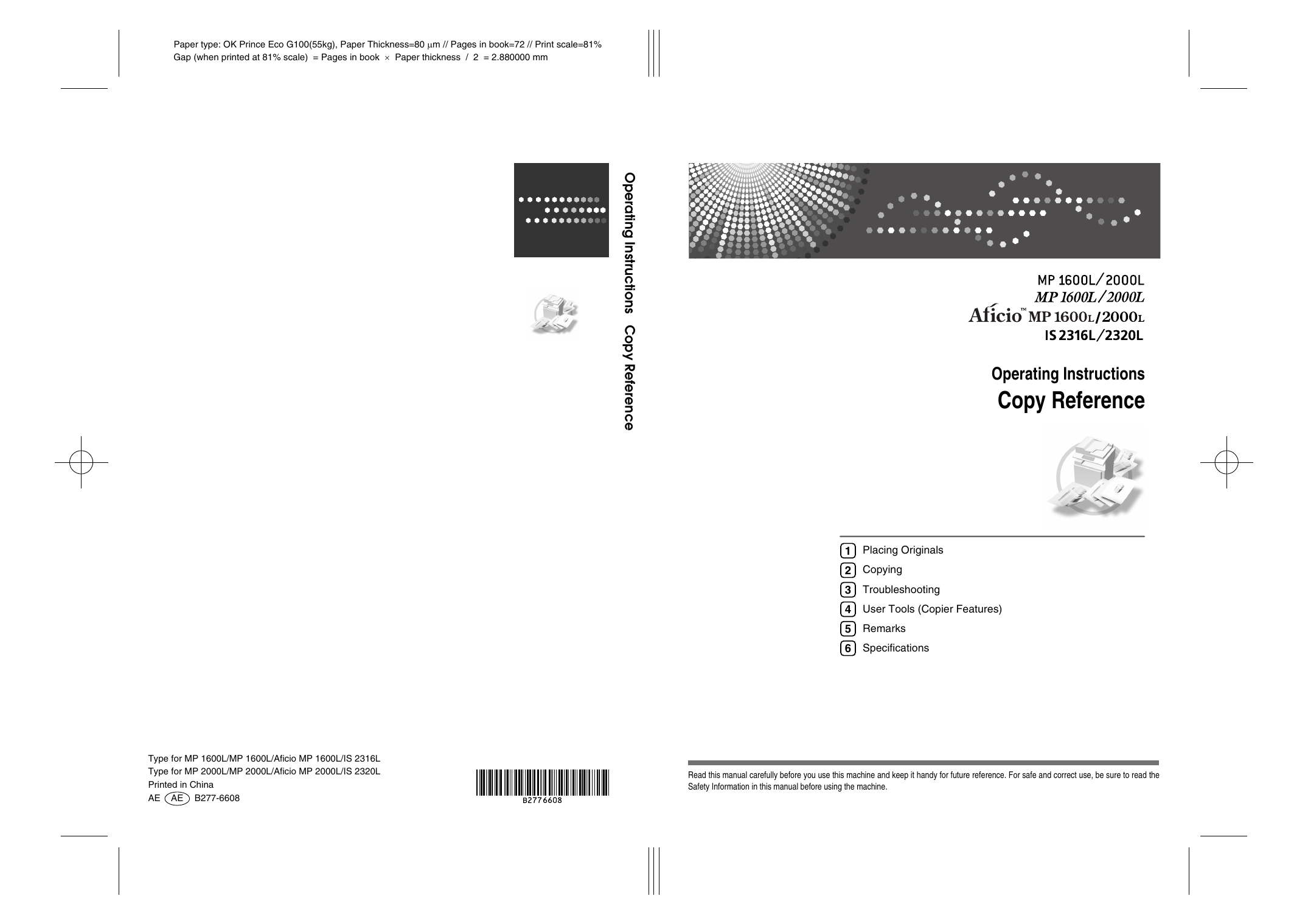 ricoh aficio mp 2000le