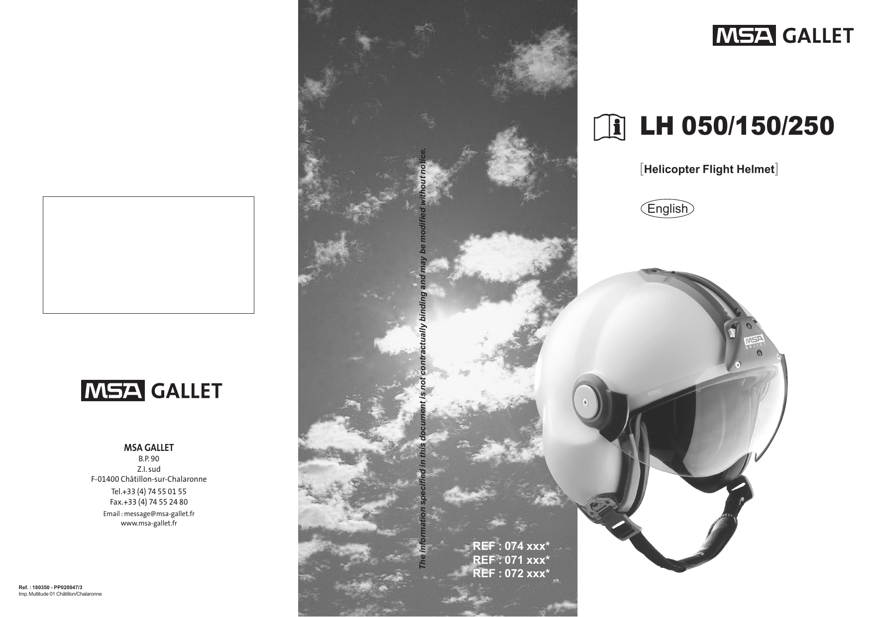 Msa gallet hot sale lh250 parts