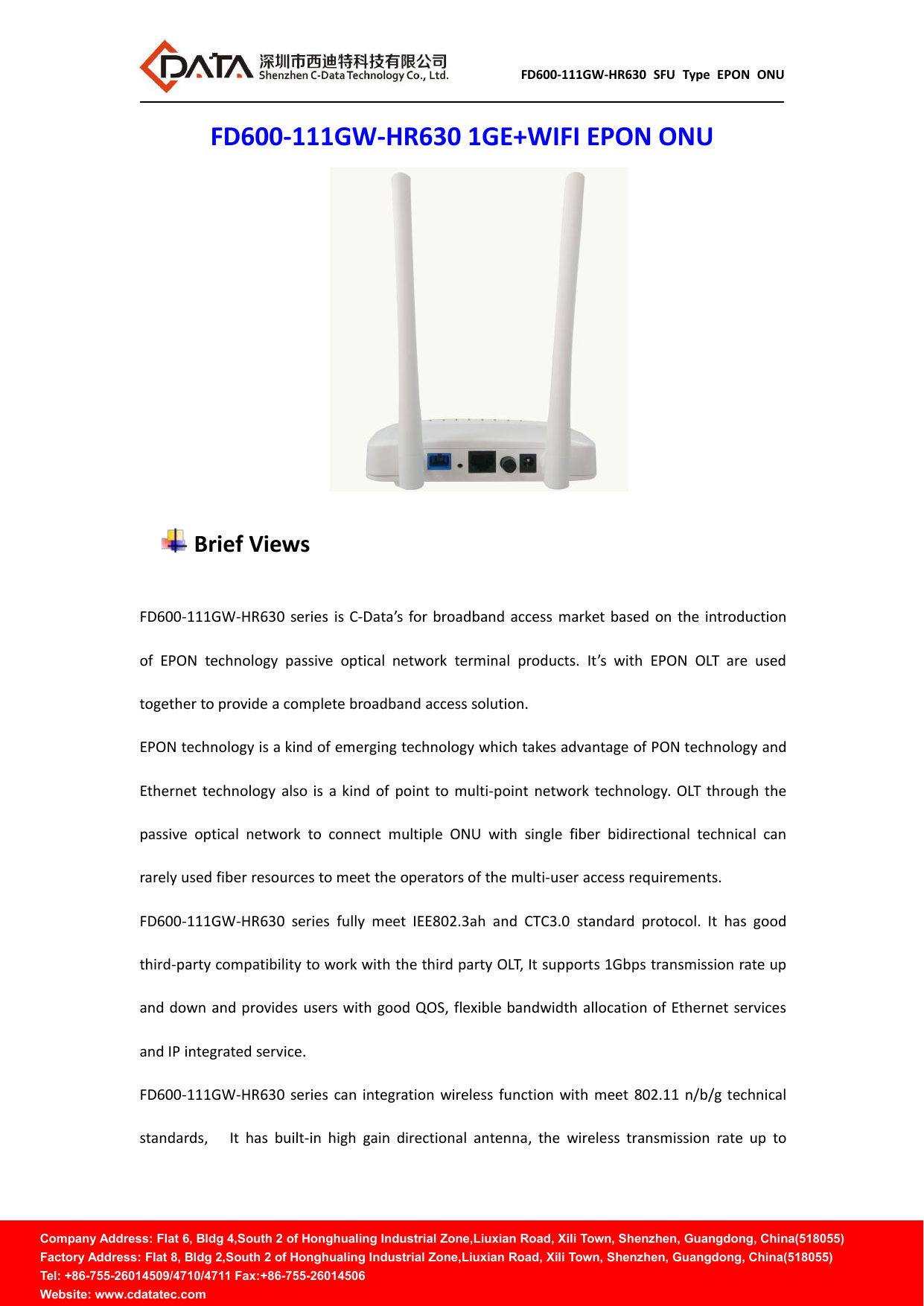 Fd104hw Sfu Type Epon Onu Built In Wifi C Data Manualzz