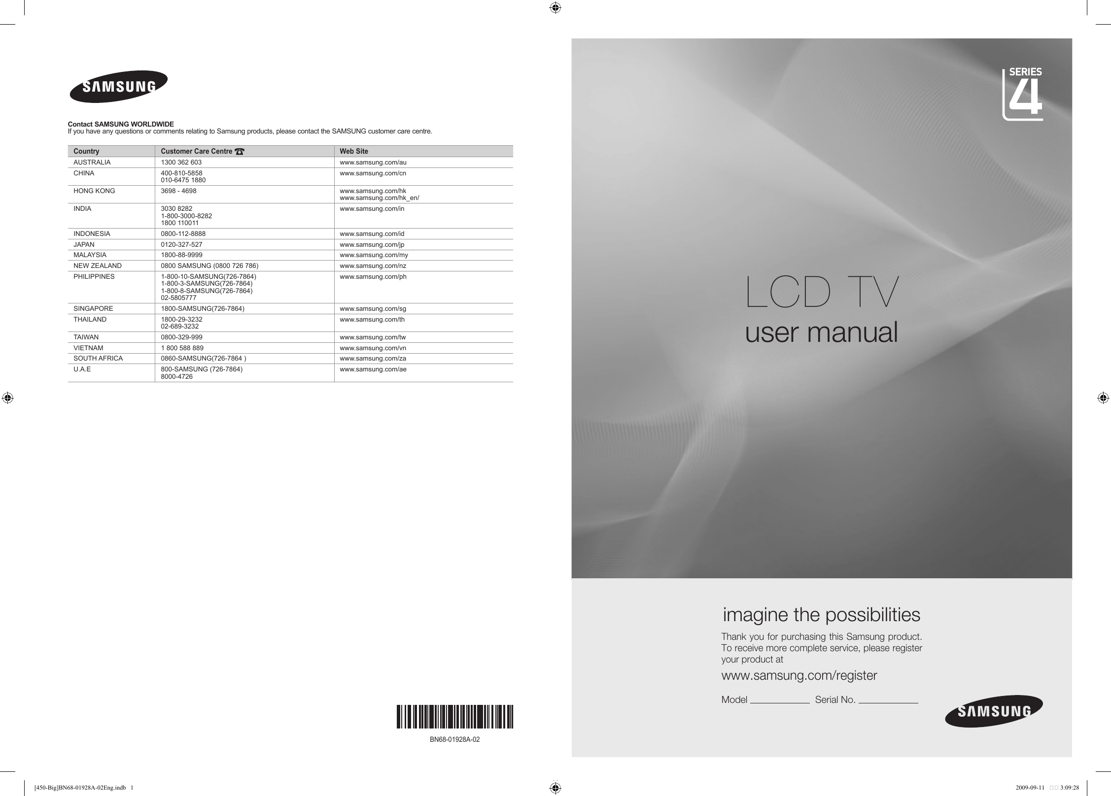 Samsung LA32B450C4, LA26B450C4, LA22B450C4D, LA32B460B2 User manual