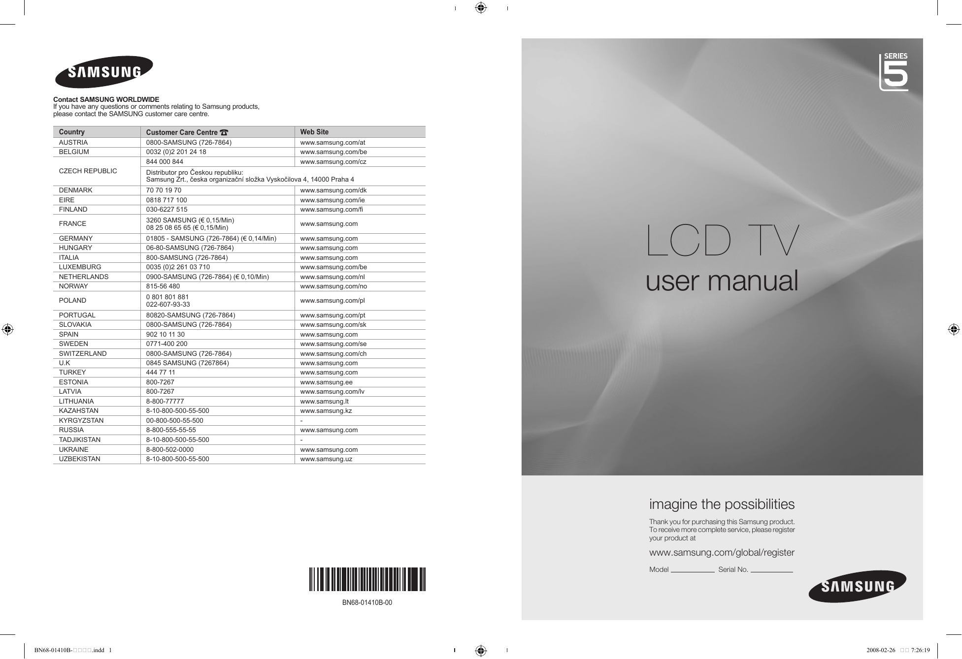 Samsung Le40a550p1r User Guide Manualzz