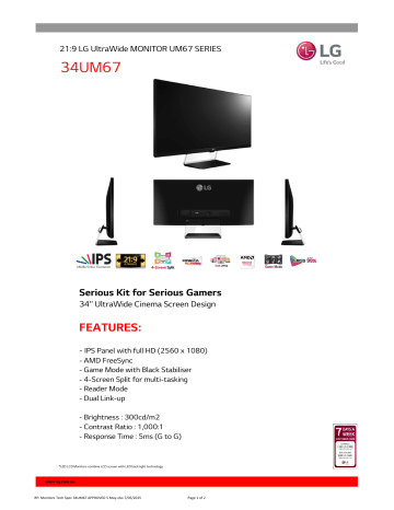 LG 34UM67-P,34UM67 Specification | Manualzz
