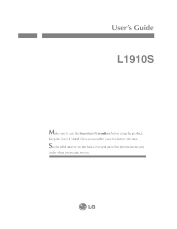 LG L1910S User's Guide | Manualzz