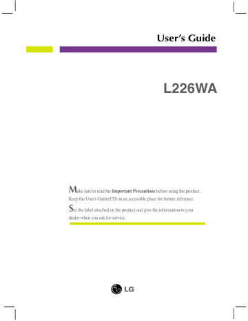 LG L226WA-SN User's Guide | Manualzz
