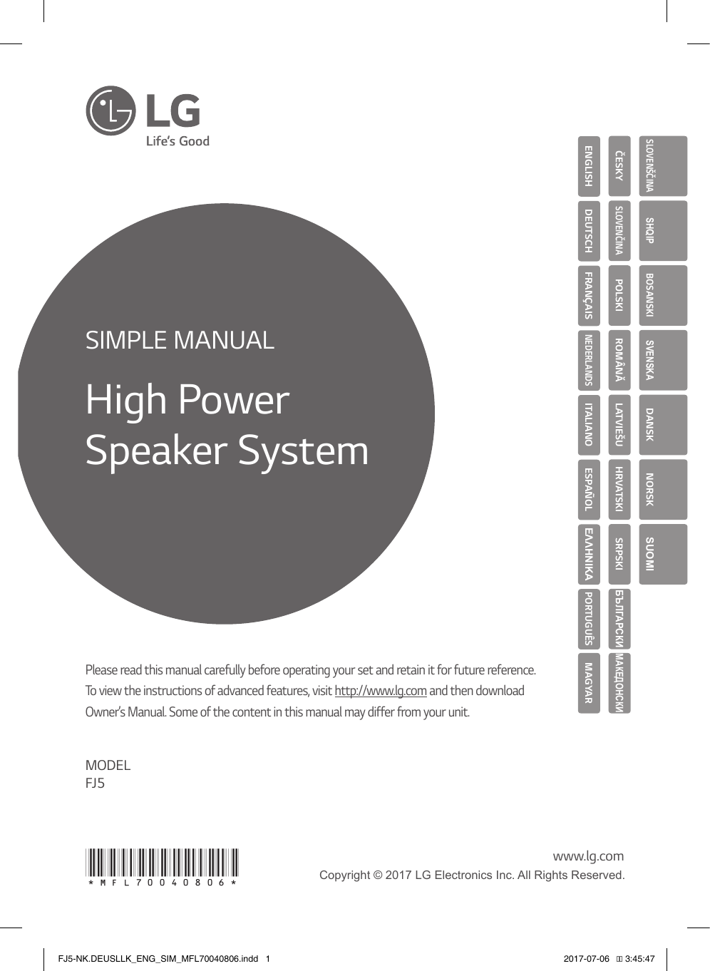 lg high power speaker system fj5