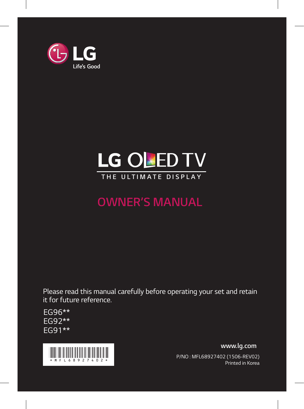 LG 65EG965T, 55EG910T Owner's manual | Manualzz