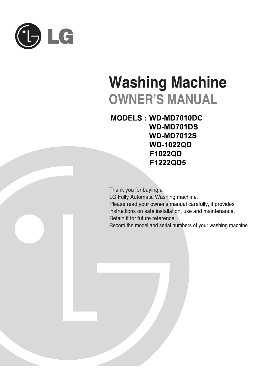 LG WD-1022QD Owner's Manual | manualzz.com