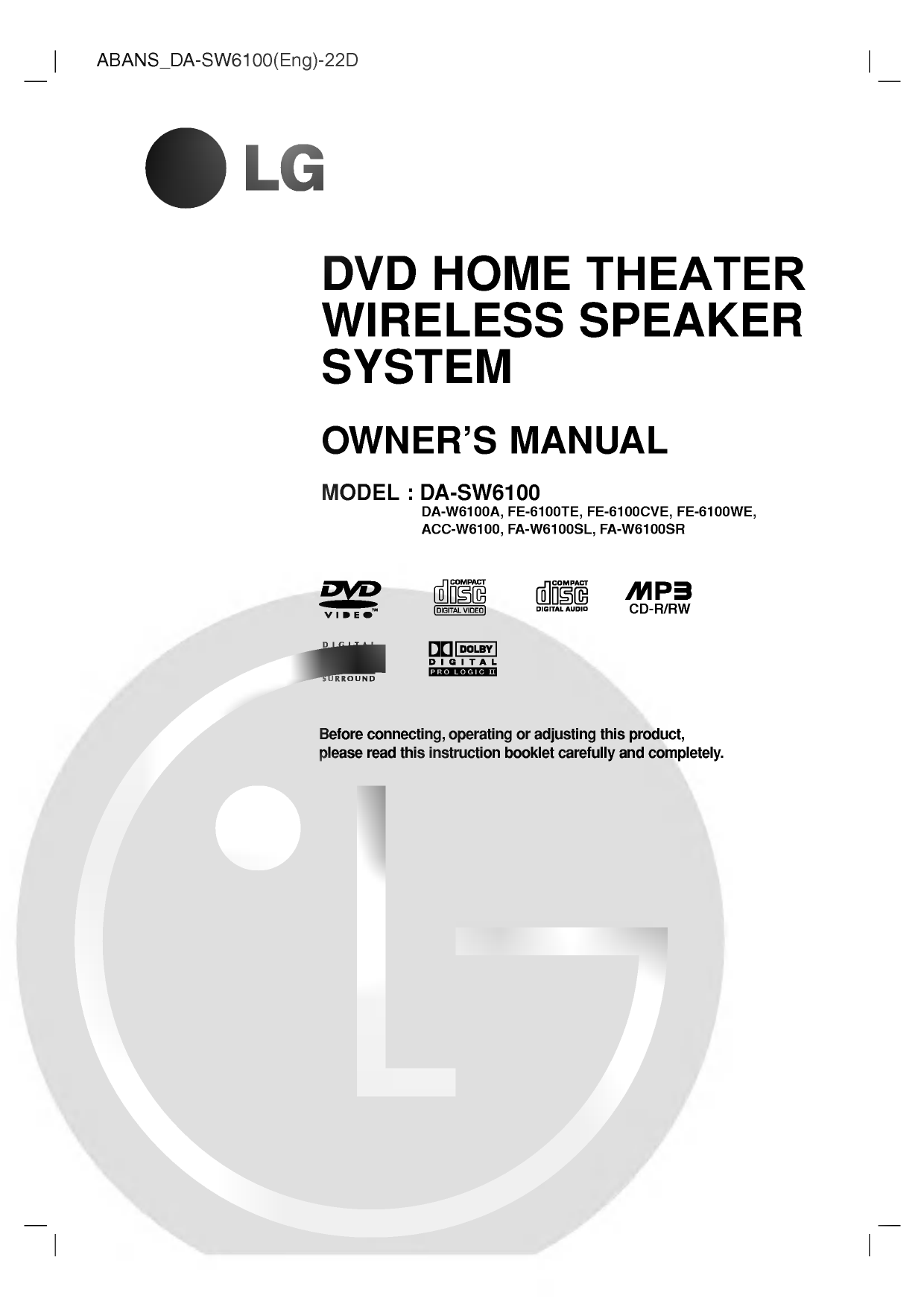 Lg Da W6100a Owner S Manual Manualzz Lg Da W6100a Owner S Manual Manualzz