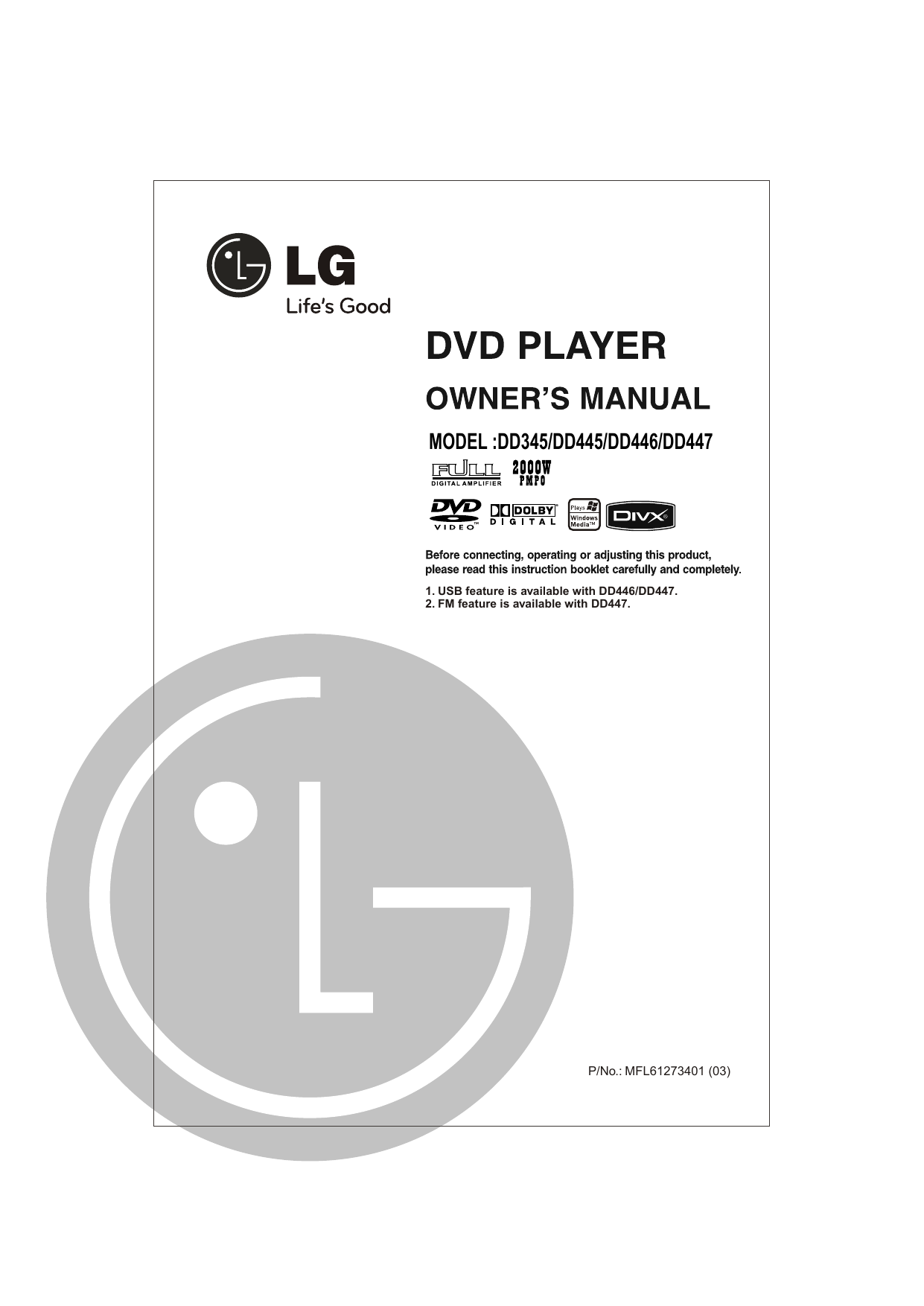 Lg Dd345 P Dd447 P Dd446 P Owner S Manual Manualzz