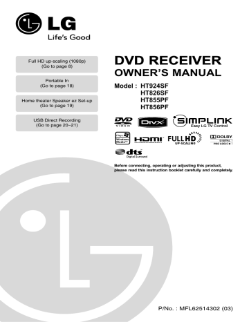 LG HT826SF-A2 Owner’s Manual | Manualzz