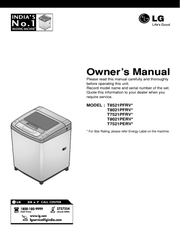 LG T8021PFRV5 Owner's Manual | Manualzz