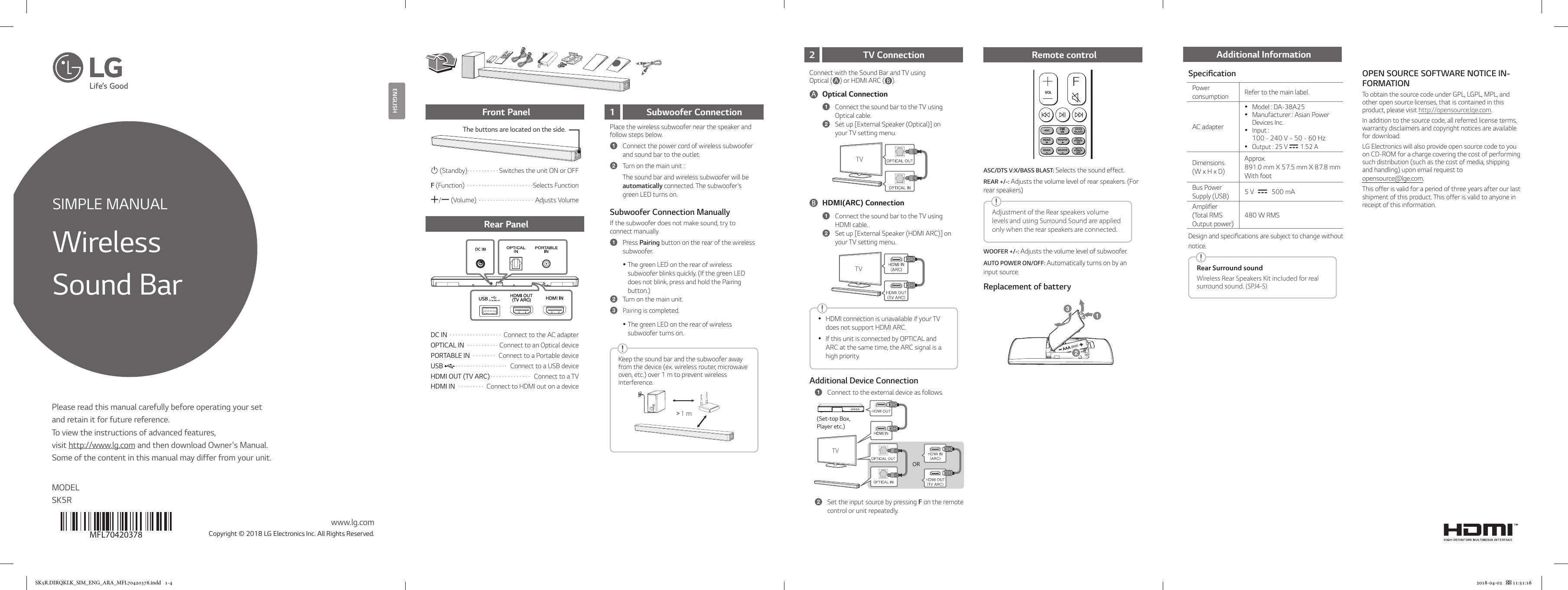 lg sk5r manual