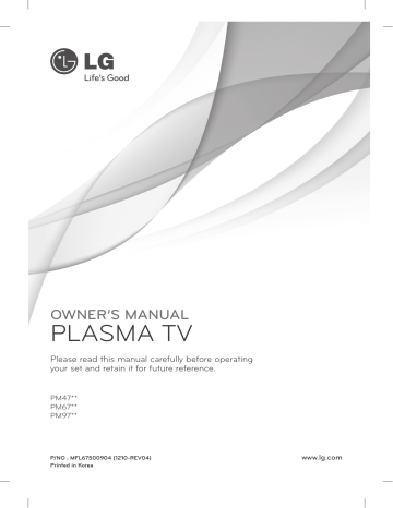 LG 60PM6700 Owner's manual | Manualzz