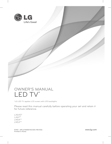 LG 42LA615V, 47LN540V, 50LN540V, 39LN540V, 47LA615V, 32LA615V Руководство пользователя | Manualzz