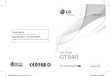 LG GT540 User guide | Manualzz
