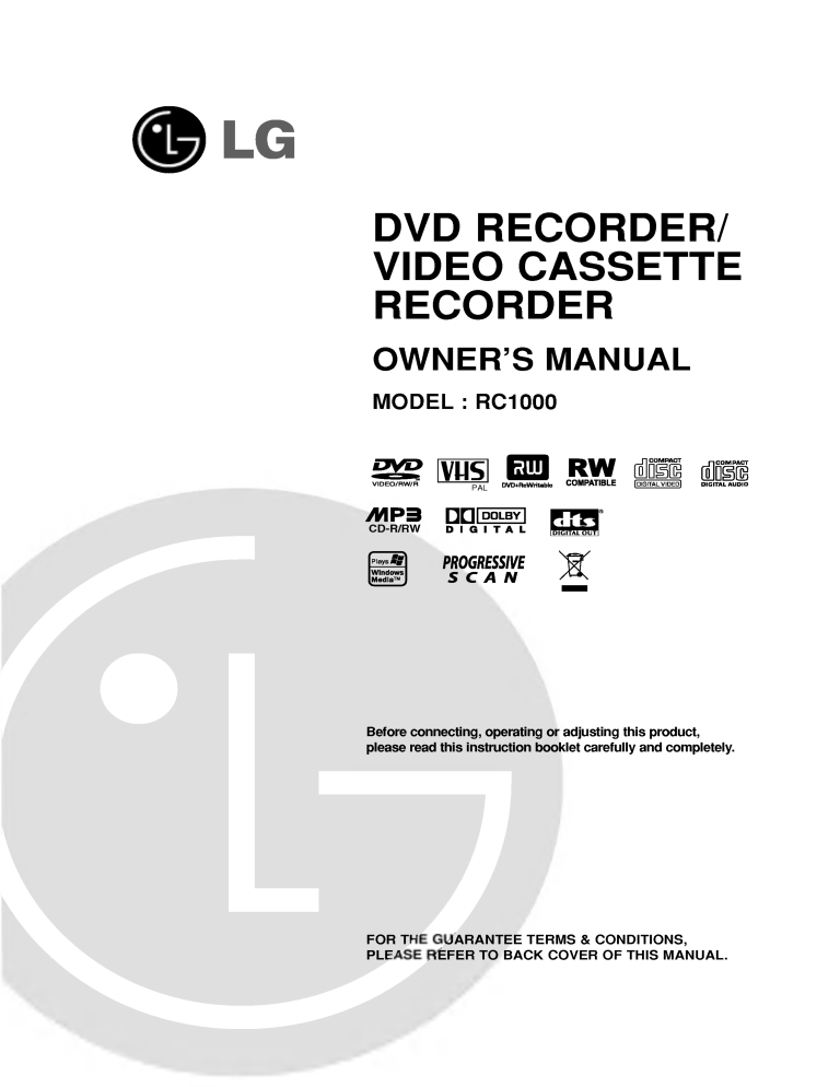 Lg Rc1000 Owner S Manual Manualzz