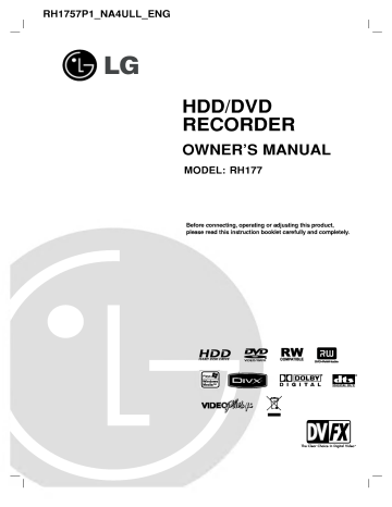 LG RH177 Owner’s Manual | Manualzz