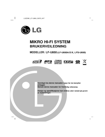 LG LF-U850,LF-U850D Brukermanual | Manualzz