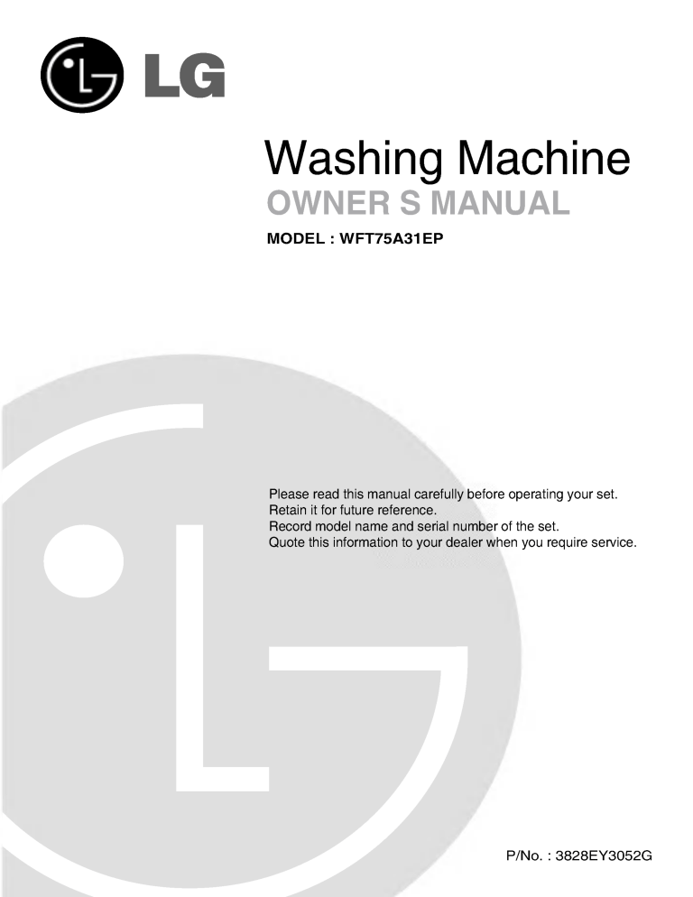 Lg Wft75a31ep Wft65a31ept Owner S Manual Manualzz