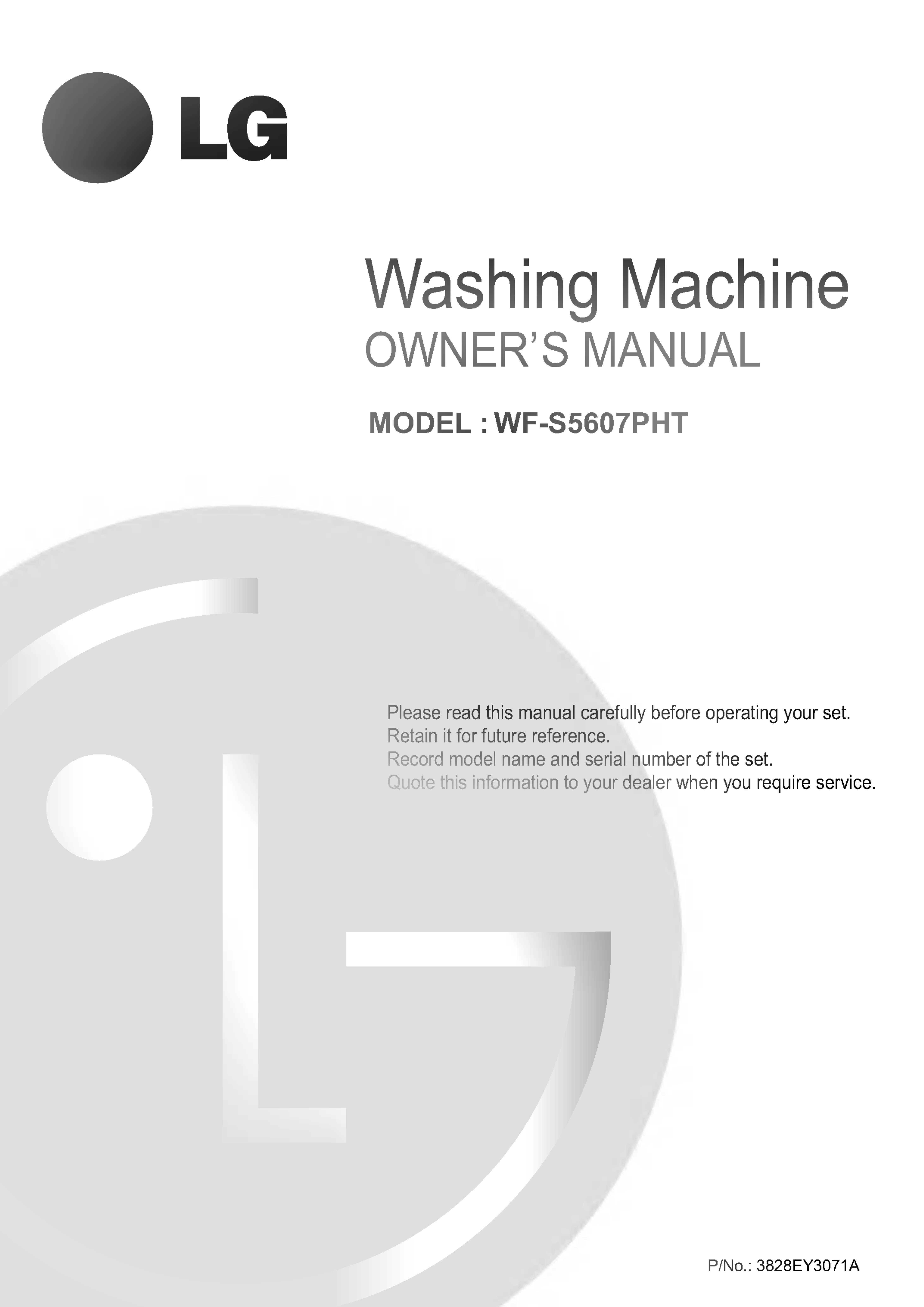 Lg Wf S5607pht Owner S Manual Manualzz