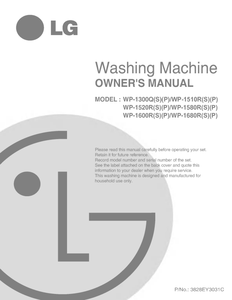 Lg Wp 1500r Wp 1510rs Owner S Manual Manualzz