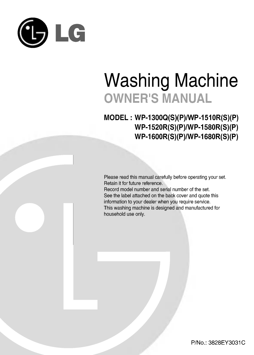 Lg Wp 1600rs Wp 1600rsp Owner S Manual Manualzz