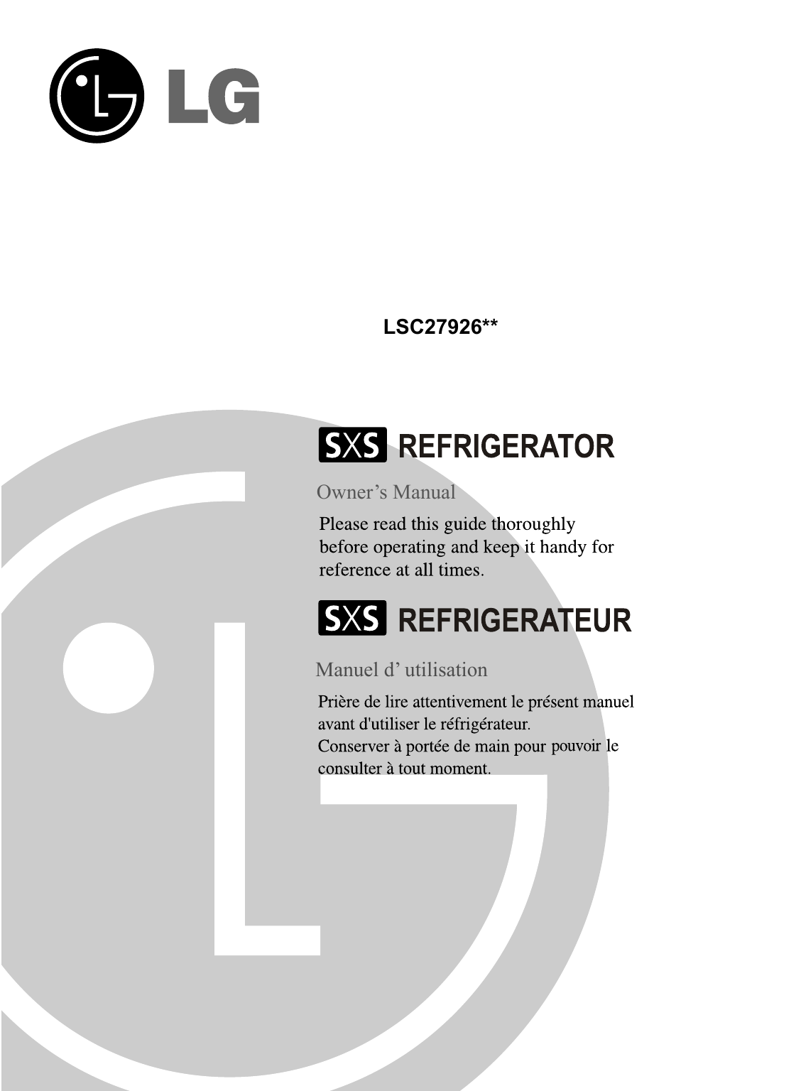 Lg Lsc27926sw Lsc27926st Lsc27926sb Owner S Manual Manualzz