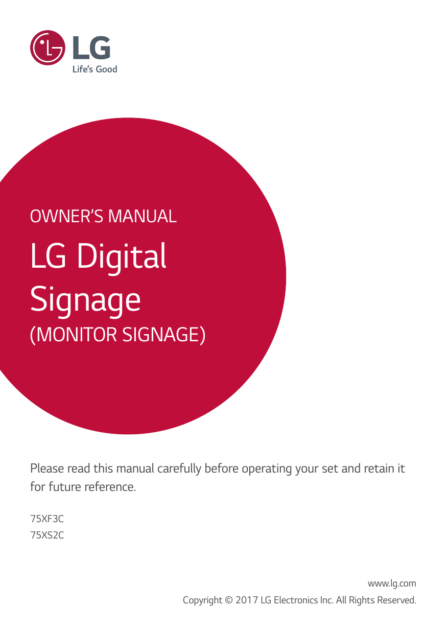 LG 75XF3C-B Owner's Manual | Manualzz