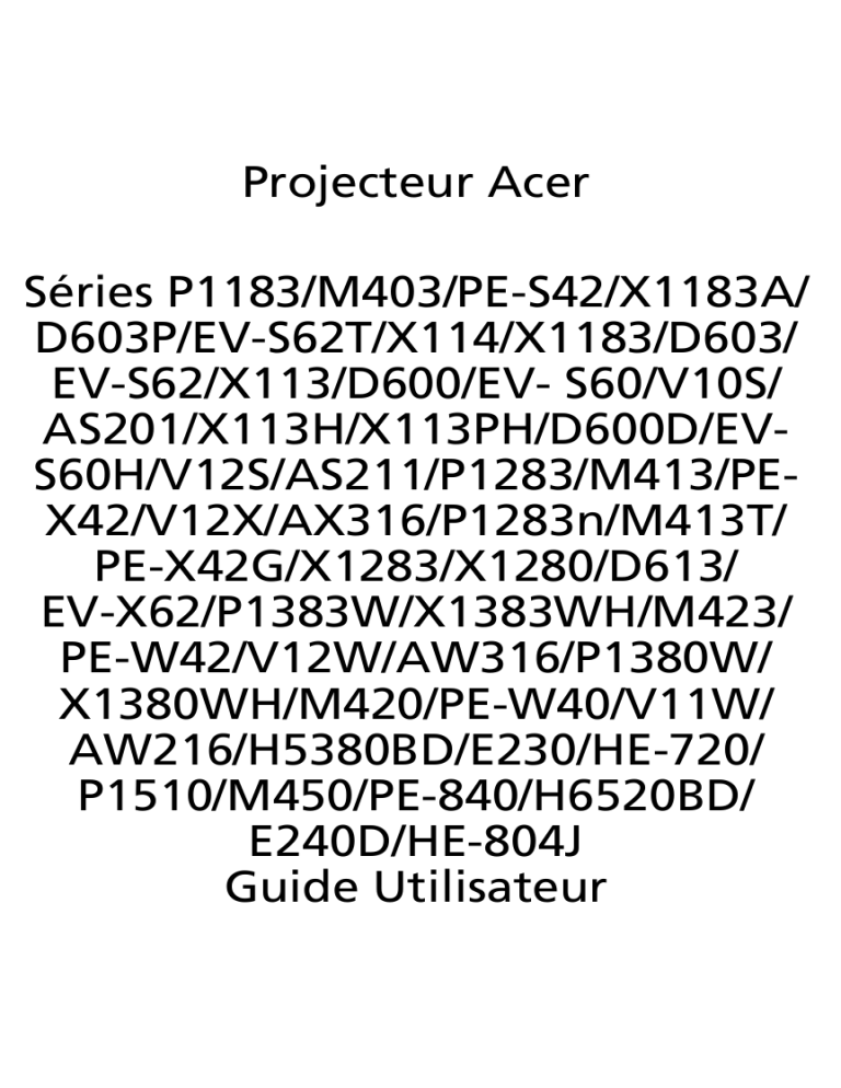 Acer X113H, H6520BD, X113PH User manual | Manualzz