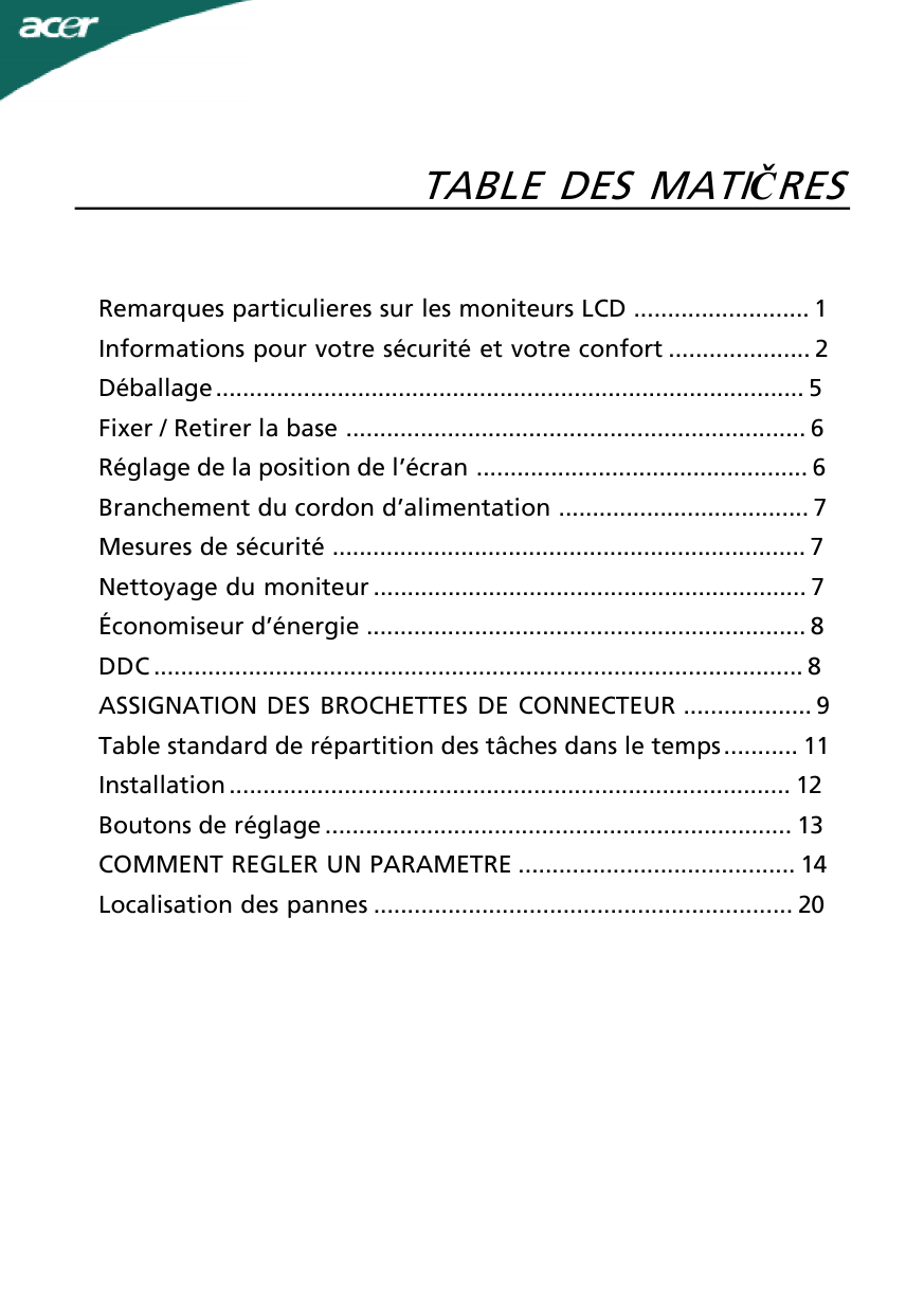 Acer X223HQ, X213H User manual | Manualzz