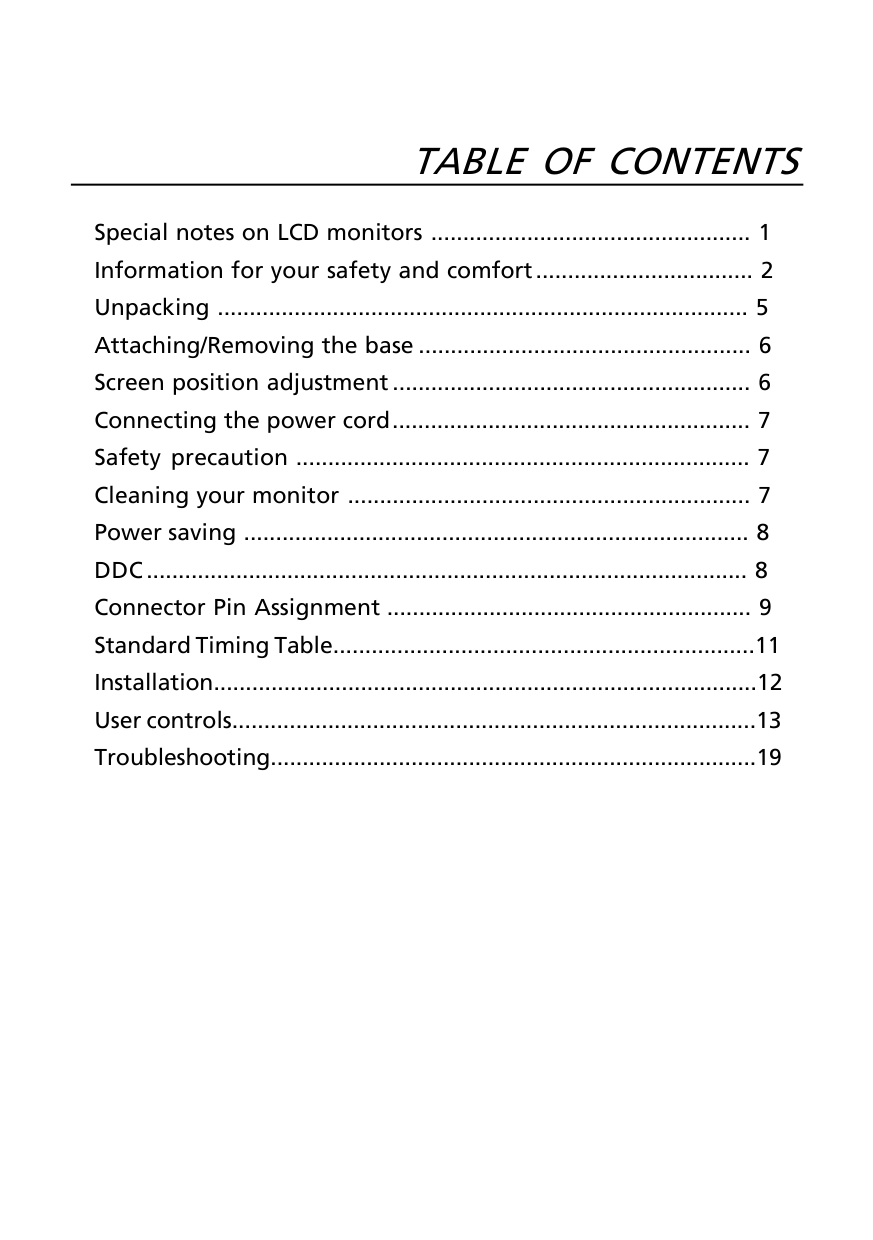 Acer G185H User Manual | Manualzz
