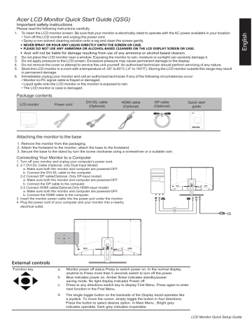 Acer ED323QUR Quick Start Guide | Manualzz