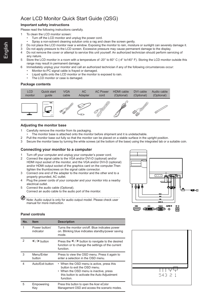 Acer R241Y Quick Start Guide | Manualzz