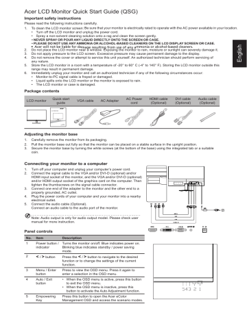 Acer HA240Y Quick Start Guide | Manualzz