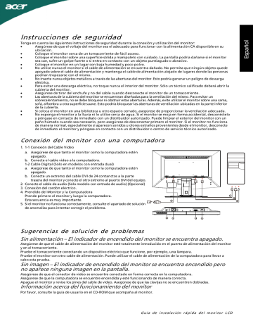 Acer G225HQ Guía de comienzo rápido | Manualzz