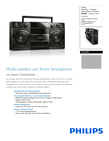 Philips OST690/10 Boombox - Original Ghettoblaster im Retro-Design Produktdatenblatt | Manualzz
